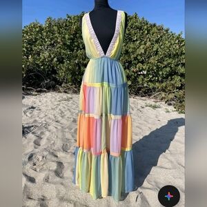 L'atiste By Amy Boutique Pastel Layered Panel Maxi Dress Med